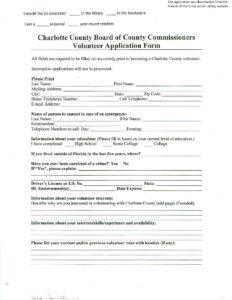 Punta Gorda Library Volunteer Application Form in PDF